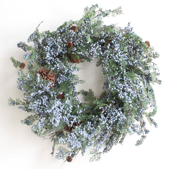 Faux Cedar and Juniper Berry Wreath 26"