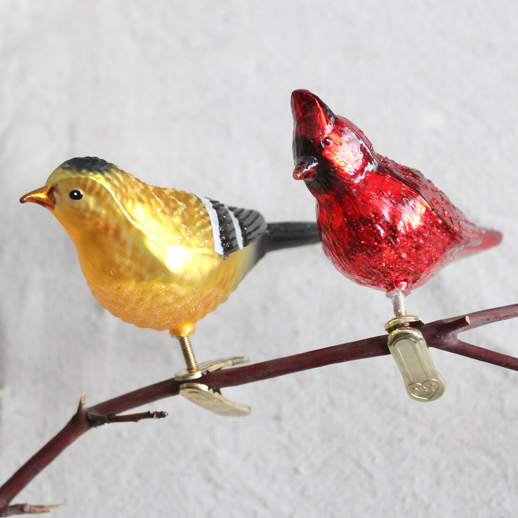 Ornament - Glass Clip on Birds