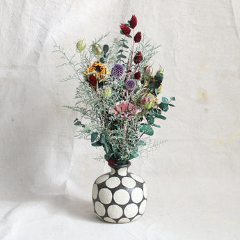 Terracotta Vase with Black & White Dots