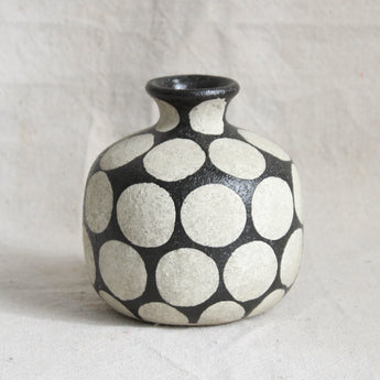 Terracotta Vase with Black & White Dots