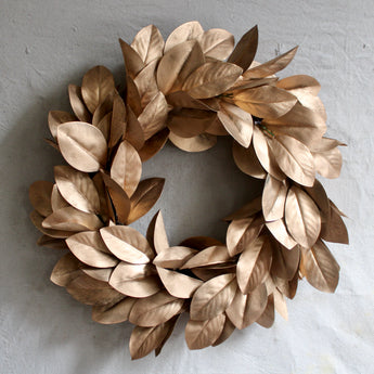 Faux Gold Magnolia Leaf Wreath 24"