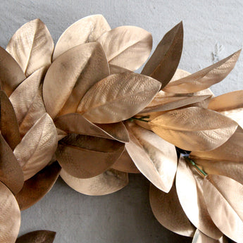 Faux Gold Magnolia Leaf Wreath 24"