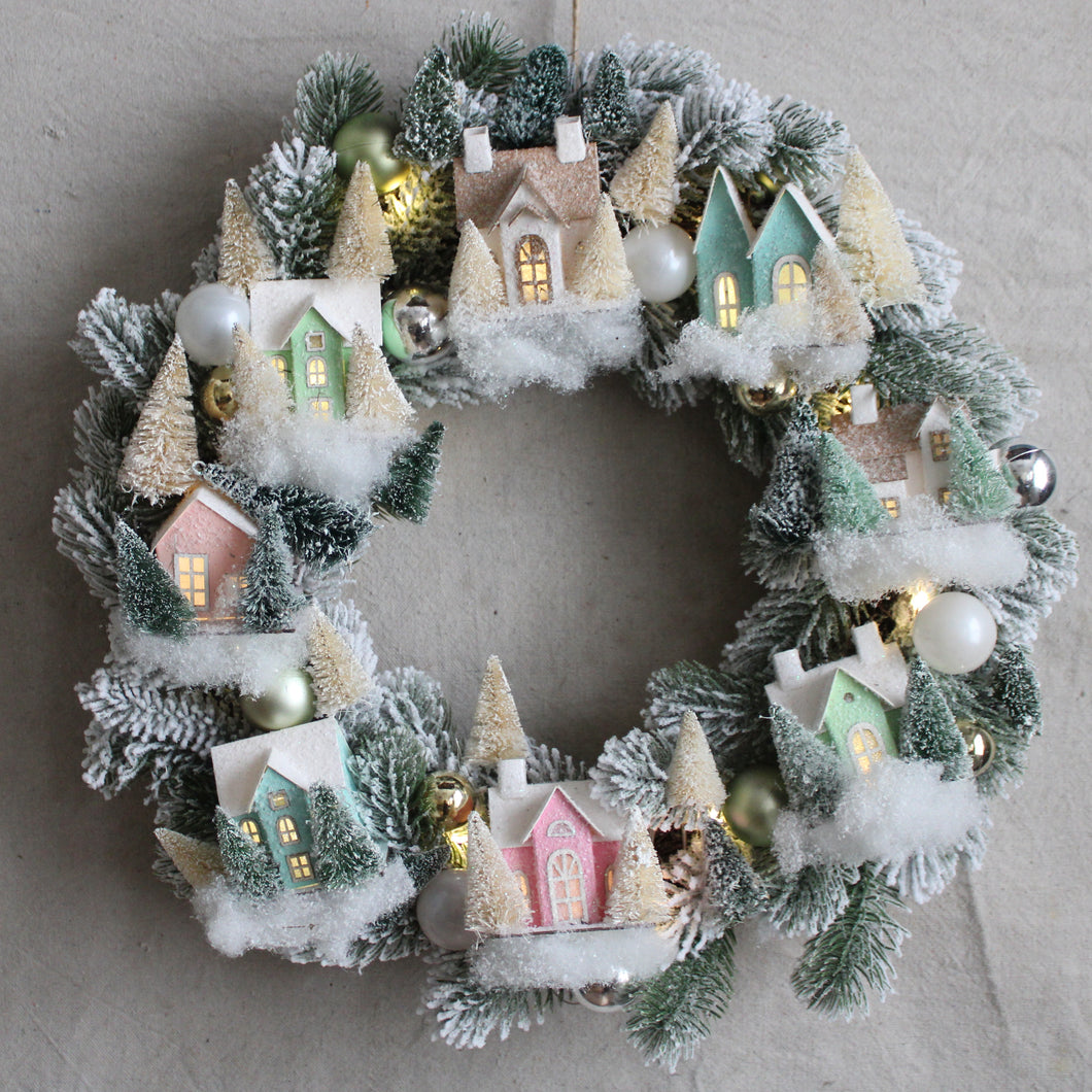 Frosted Village Wreath 19