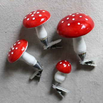 Ornament - Red Toadstool Mushrooms (Set of 4)