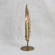 Load image into Gallery viewer, Candle Holder - Metal Gold Fern 12.25&quot;
