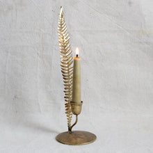 Load image into Gallery viewer, Candle Holder - Metal Gold Fern 12.25&quot;
