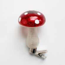Load image into Gallery viewer, Ornament - Glass Mushroom (Red and White Clip on)
