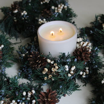 Evergreen Candle Ring Wreath 8"