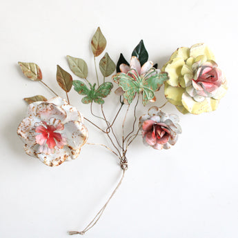 Hand-Painted Metal Toleware Flower Bundle