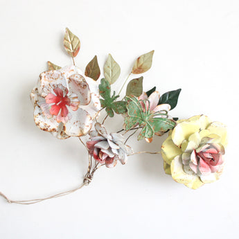 Hand-Painted Metal Toleware Flower Bundle