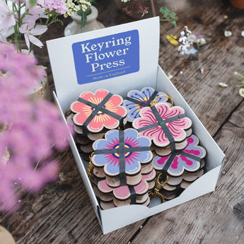 Keyring Flower Press - Assorted Pinks & Blues