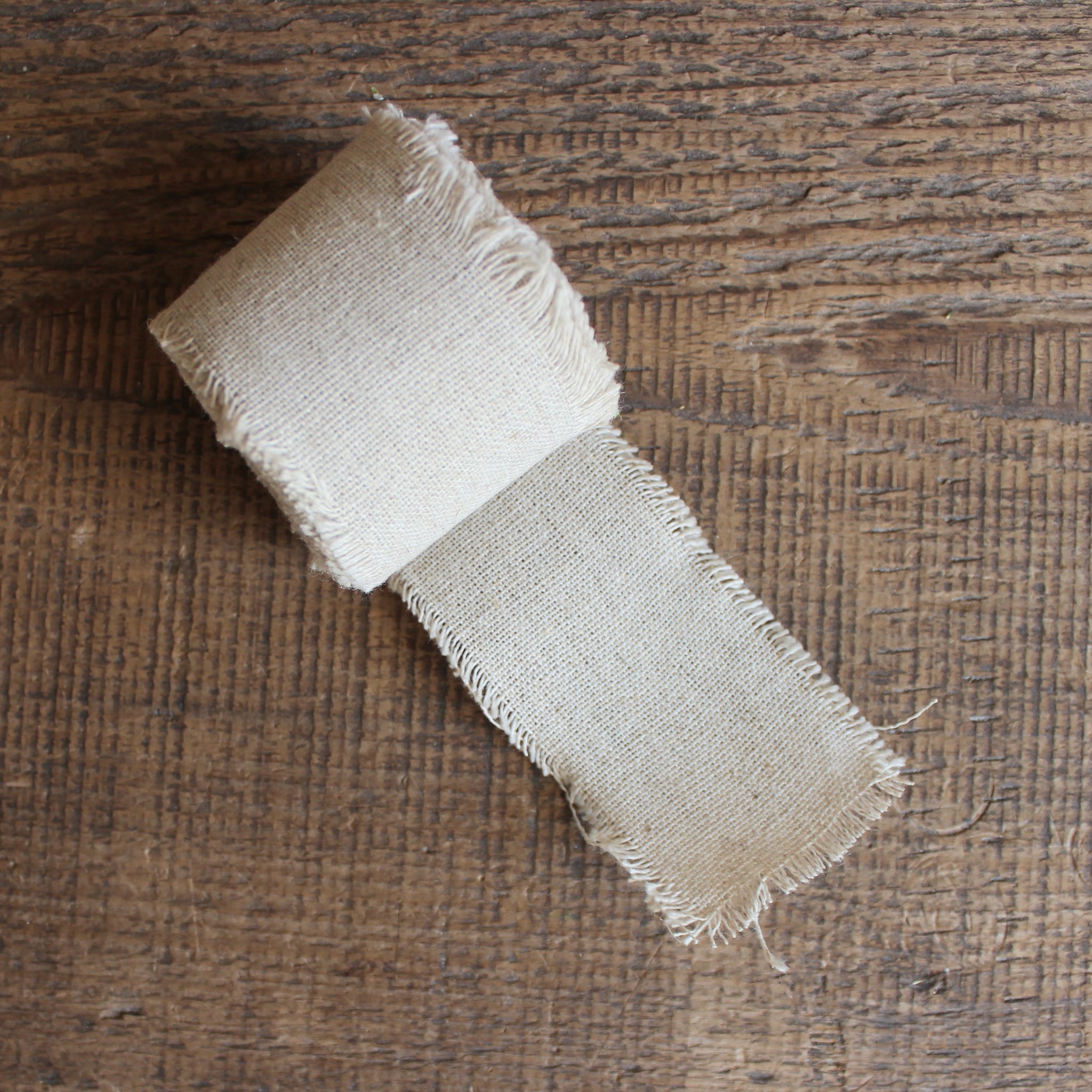 Linen Ribbon with Frayed Edge - Beige