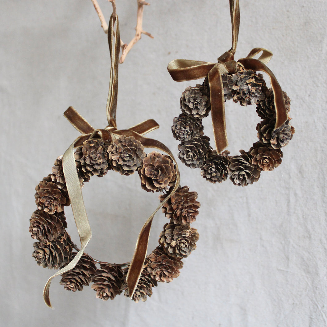 Ornament - Larix Pinecone with Velvet Bow