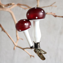 Load image into Gallery viewer, Ornament - Glass Mushroom (Red and White Clip on)
