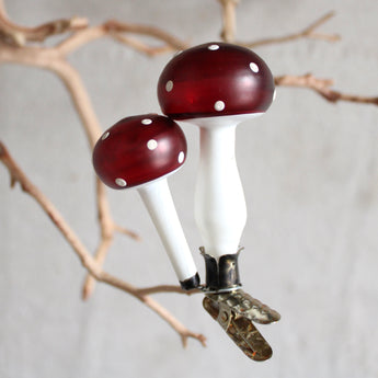 Ornament - Glass Red and White Mushroom