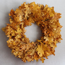 Load image into Gallery viewer, Preserved Yellow Oak Leaves Wreath 24&quot;
