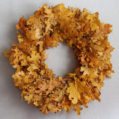 Preserved Yellow Oak Leaves Wreath 24