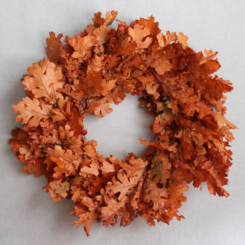 Preserved Orange Oak Leaves Wreath 24"