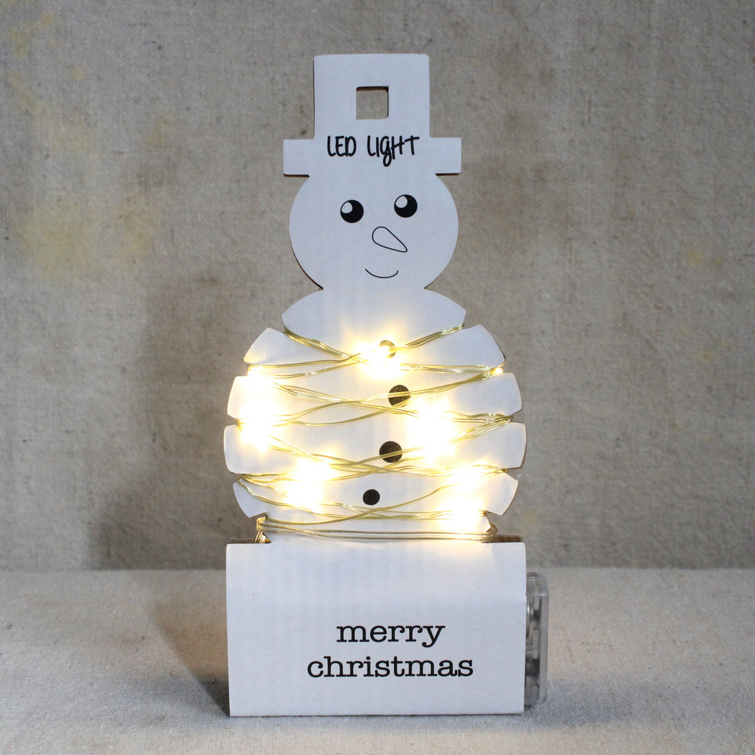 LED String Lights on Paper Snowman