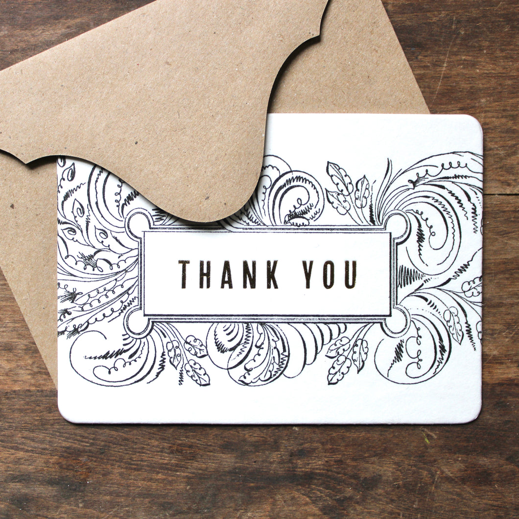 Letterpress Cards - Calligraphy Thank You Set