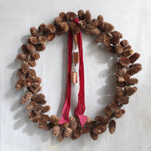 Load image into Gallery viewer, Fir Cone Wreath With Bells 24&quot;

