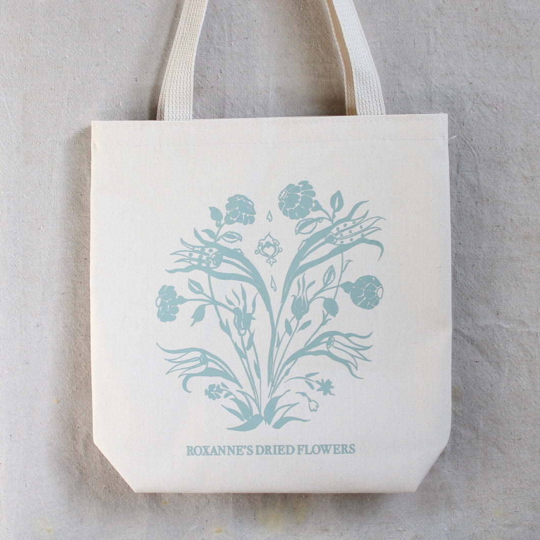 Roxanne's Dried Flowers Tote Bag in Sage