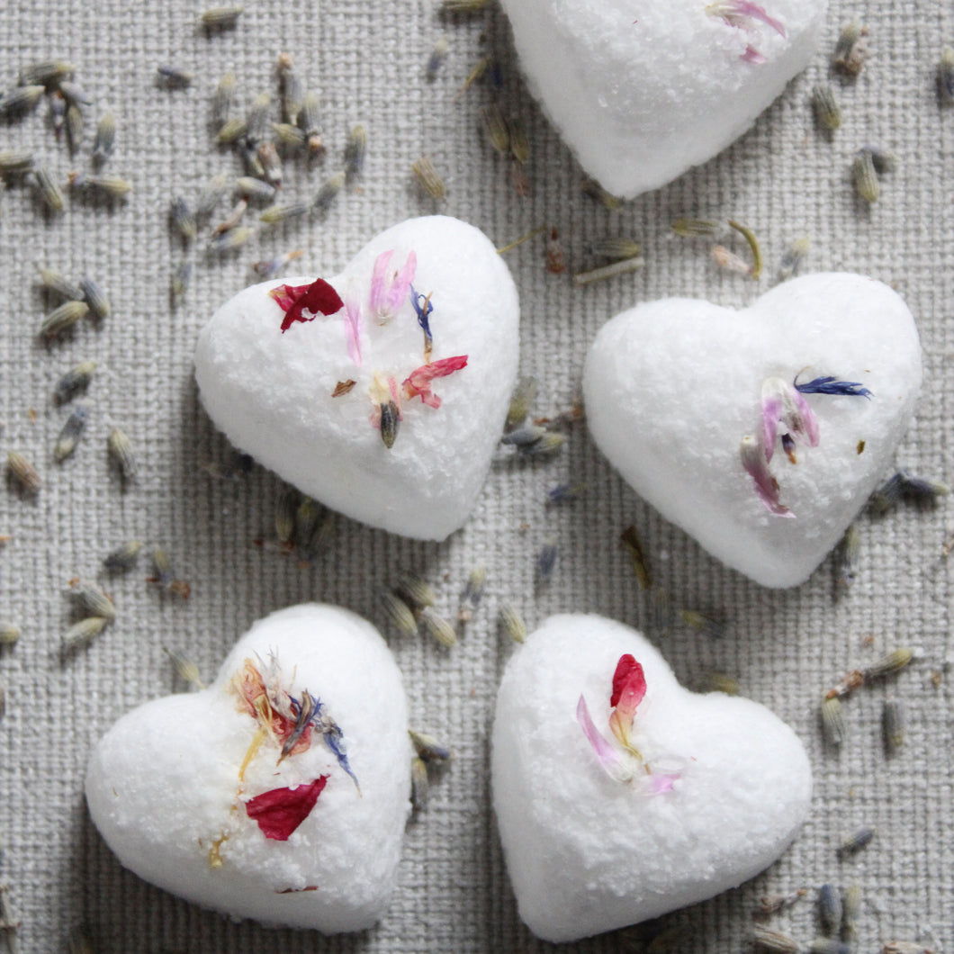 Botanical Heart Shaped Bath Bombs - Cleanse Gourmet