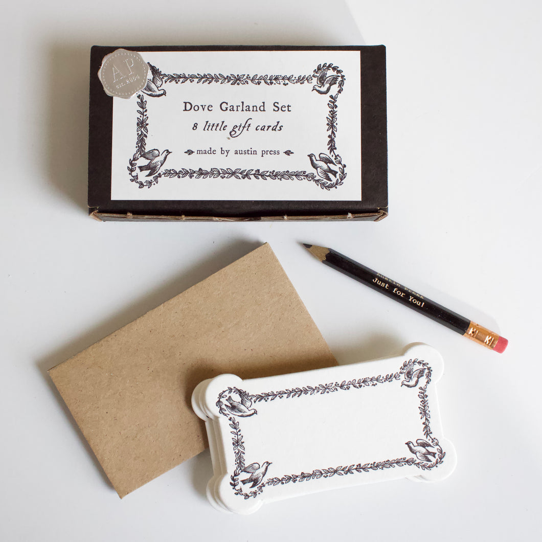 Letterpress Gift Cards Set - Dove Garland
