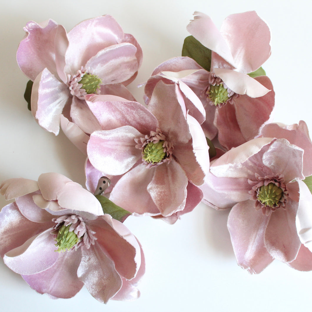 Faux Velvet Magnolia Clip