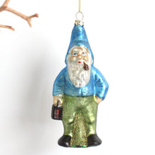 Load image into Gallery viewer, Ornament - Hand-Painted Mercury Glass Gnome
