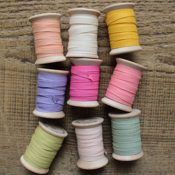 Cotton Ribbon on Wood Spool - 1/4" by 5 yds